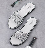 hulianfu Women's Flat Flip Flops Fashion Casual Slippers Flower Lightweight Sandals Non-slip Party Beach Shoes Chanclas Verano Mujer