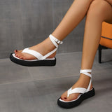 hulianfu Summer New Thick-soled Sandals Women's Platform Thick-soled Slip-toe Ankle Cross Buckle Sports Sandals Women Beach Shoes