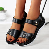 hulianfu New Women's Casual Sandals Platform Open Toe Soft-soled Beach Shoes Fashion Solid Color Outdoor Flat Sandals Sabdalia Feminina