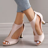 hulianfu Peep Toe High Heels Sandals Women Summer  Hollow Out Pointed Toe Pumps Woman Shoes Plus Size 43 Thick Heeled Sandalias Mujer