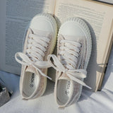 Shoes for Women Canvas Low Woman Footwear White Round Toe 39 Trends  Vulcanized Offers Free Shipping Cheap New Arrival Offer