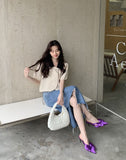 New Bow-knot Women Slipper Fashion Pointes Toe Slip On Ladies Mules Shoes Elegant Thin High Heel Sandal