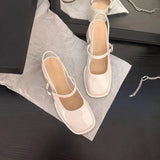 2024 Summers Women Sandals Shoes Fashion Elegant Shallow Thick Heel Shoes Ladies Comfort Street Style Mary Jane Shoes