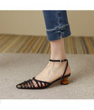 Summer Pointed Toe Hollow Women Shoes Fashion Women Leather Slingbacks Pumps Wedding Bridal High Heeled Shoes