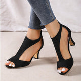 hulianfu Peep Toe High Heels Sandals Women Summer  Hollow Out Pointed Toe Pumps Woman Shoes Plus Size 43 Thick Heeled Sandalias Mujer