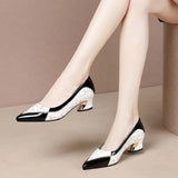 Women Fashion Elegant Bow Tie Party Square Heel Navy Blue Pumps Female Cute Comfort Spring & Autumn Heel Shoes
