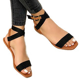 hulianfu Flat Women Sandals  Summer Women Cross Strap Sandals Fashion Open Toe Elegant Women Shoes Comfortable Sexy Sandals Women