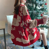 hulianfu Loose Sweater Oversize Woman Christmas Sweater Coat Korean Fashion Sweet Cardigans For Women  Thick Winter Clothes Knitted