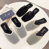 hulianfu Women's Summer Home Slippers New Mesh Flat Shoes Square Toe Casual Sandals Wholesale Shoes For Women Zapatos de mujer