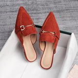 Spring  new women's mules Pointed slippers outdoors Muller Fashion metal design Office casual shoes Large size 41-43