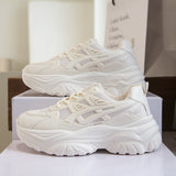 New Leather Chunky Sneakers Women's Sports Shoes Ladies Thick White Black Sneakers Women Tennis Vulcanized Shoes Basket