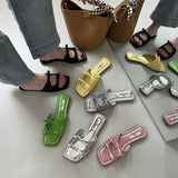 hulianfu  Summer Candy Leather Beach Shoes Women Bow Flat Slippers Women's Shoes Simple Slides Open Toe Flat Slippers for Women J685