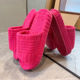 hulianfu Fashion Women's Slippers  New Flat Towel Slippers Thick Soles Wear Fashion Hight Street Shoes 35-43 Cotton Slides