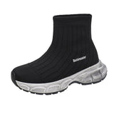Breathable Knitted Platform Ankle Boots Women  Autumn Short Tube Thick Bottom Stretch Boots Woman Slip On Pink Sock Shoes