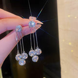 Korean New Light Luxury Zircon Moon Star Asymmetric Stud Earrings For Women Crystal Cloud Pearl Earring Girl Jewelry Gifts