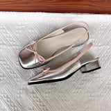 Women's Flats Sliver Boat Shoes Square Toe Slip on Flat Shoes for Woman Ballet Flats Comfortable Bow Women's sandals