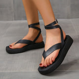 hulianfu Summer New Thick-soled Sandals Women's Platform Thick-soled Slip-toe Ankle Cross Buckle Sports Sandals Women Beach Shoes