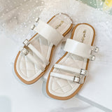 hulianfu New summer slippers for women in The fashion design Wear casual sandals outside Flat shoes Large size 41-43