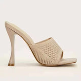 Elastic Knitting Slides Women Mules Fashion 9cm High Heels Summer Sandals Women Stiletto Heels Slippers Slides for Women