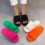 hulianfu Fashion Women's Slippers  New Flat Towel Slippers Thick Soles Wear Fashion Hight Street Shoes 35-43 Cotton Slides