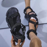 hulianfu Women's Sandals Fashion Casual Round Toe Flat Shoes Colorful Platform Comfort Roman Sandals Sandalia Ortopedica Feminina
