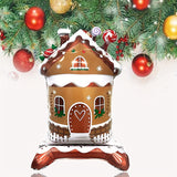 1pc Gingerbread House Balloon, Aluminum Foil, Stand-Up Base, Christmas Castle Design, Festive Party Decor, New Year & Christmas Celebration, No Power Required, Home & Kitchen Supplies