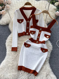 Two Piece Dress Autumn Womens es Knitwear Suits Small Fragrance Knitted Cardigan Coat Suspender Knit Streetwear Sets 221115