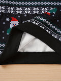 Boy's Long Sleeve Crew Neck Christmas Snowman Santa Claus Knit Pullover Sweater for Autumn Winter Outdoor Casual Activities