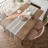 1pc Nordic Jacquard Table Runner - Stylish One-line Design, Geometric Pattern, Hand Woven with Tassel Detail, Perfect for Tea & Dining Tables, Elevates Room Decor - Durable Polyester Cotton Blend