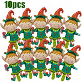 10 Pack Durable Green Elf Foil Balloons - Christmas Party Decorations for 14+ Age Group, Plastic Holiday Ornaments for Xmas Celebration