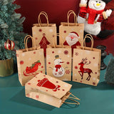 10-Pack Christmas Gift Tote Bags with Santa, Reindeer, Sleigh Designs - Multipurpose Paper Goodie Bags for Holiday Treats, Parties, and Events