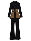Womens Two Piece Pants Casual Blazer Set Korean Fashion Elegant Spring and Autumn Midi Suit CoatBlack Twopiece Femlae Clothing 221117