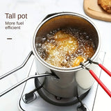 1pc Japanese-Style Mini Deep Fryer Pot - 304 Stainless Steel Gas Frying Pot with Filter Net for Tempura Oil Saving - Compact Space-Saving Design for Household Kitchen