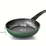9.5-Inch Premium Non-Stick Cast Iron Skillet with Mirror Satin Finish, Thick Base, and Green Handle - Dishwasher Safe, Compatible with Smooth Surface Non-Induction Stovetops for Cooking Eggs, Steak, Pancakes