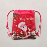 12pcs Santa Claus Drawstring Gift Bags - Festive Christmas Non-Woven Storage Pouches in Red & Blue with Ribbon Accents for Holiday Party Favors