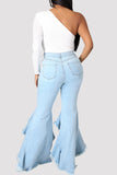 hulianfu - Black Fashion Casual Solid Patchwork High Waist Regular Denim Jeans