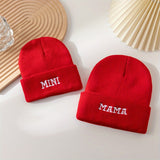 Parent-Child Set Soft Touch Cotton Beanie - Skullies & Beanies for Women, Stylish Solid Color Knitted Hat, Elasticity, Lightweight, Versatile Headwear, Caps for All Seasons, Daily Wear, Outdoor Activities