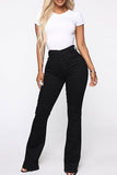 hulianfu - White Fashion Casual Solid Patchwork High Waist Regular Denim Jeans