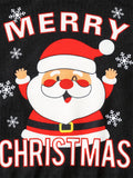 Boys' Festive Christmas Outfit Set - Cute Santa Print Long Sleeve Top & Red Plaid Snowflake Pants, Machine Washable, Perfect for Outdoor