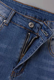 hulianfu - Black Casual Street Patchwork Ripped Straight Denim Jeans