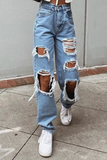 hulianfu - Black Street Solid Mid Waist Harlan Denim Jeans