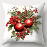 4-Pack Christmas Throw Pillow Covers, 17.7x17.7 inches, Contemporary Style, Polyester, Zippered, Hand Wash Only, Printed Snowman & Holly Design, Sofa Cushion Cases for Living Room Decor