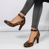 Elegant Women's Block Heels - Solid Color Dress Pumps with Fashion Buckle Strap, Chic and Comfortable High Heel Shoes for Special Occasions
