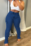 hulianfu - Black Casual Solid Patchwork Mid Waist Skinny Denim Jeans