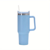 40oz Large Capacity Double-Walled Vacuum Insulated Cup - Premium Stainless Steel Tumbler with Ergonomic Handle, Leak-Proof Straw Lid, and Sweat-Free Design - Perfect for Outdoor Enthusiasts, Commuters, and Adventurers on-the-go!