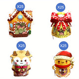 Christmas Treat Bags Set - 25/50pcs Cute Cartoon Self-Sealing Gift Bags for Snacks, Candy & Cookies - Perfect for Holiday Parties & Baking Essentials