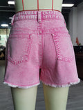 Chic White Denim Shorts for Women - High Waist, Raw Hem with Slash Pockets - Casual Summer Jean-Wear