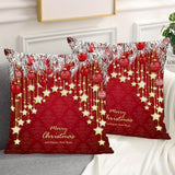 Set of 2 Christmas Throw Pillow Covers, Contemporary Style Woven Polyester Square Cushion Cases, Zippered Decorative Pillowcases with Festive Print for Sofa Chair Home Decor, Spot-Clean Only, 17x17 Inch