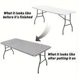 1pc Baroque Vinyl Rectangle Table Cover - Waterproof Tablecloths with Elastic Edge and Fleece Backing for Picnic, Camping, Outdoor Use, Decorative Home Supplies with Easy Clean and Durable Performance