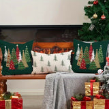 2-Pack Christmas Tree Throw Pillow Covers, Traditional Style Polyester Decorative Cushion Cases with Zipper Closure, Machine Washable, Woven for Home Bedroom, Living Room Sofa, Porch Patio, and Outdoor Car Decor (Insert Not Included)
